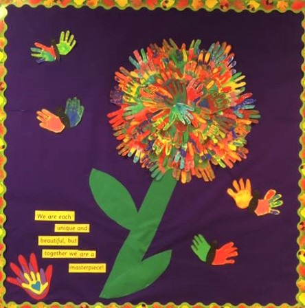 Hand-print tree at Wigmore Under Fives pre-school, Luton